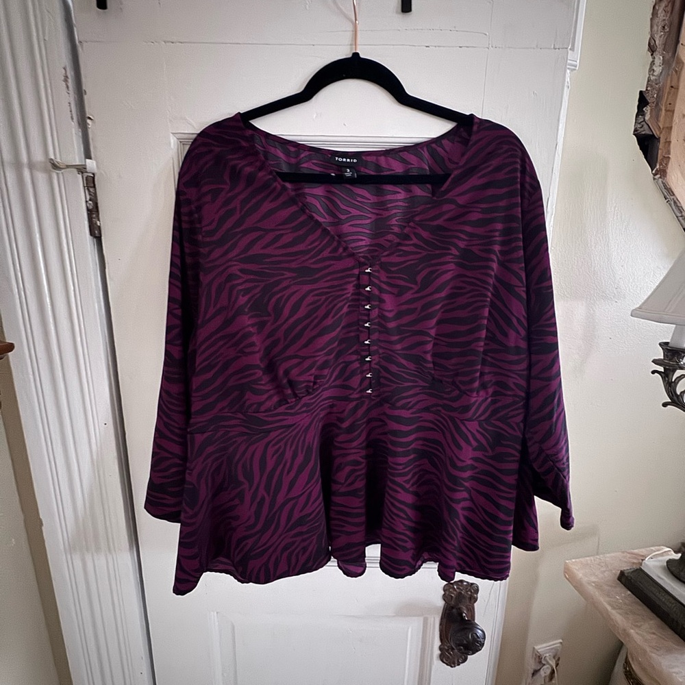 Torrid Purple Zebra Print Blouse